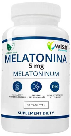 Wish Melatonina 5mg Dobry Sen Zdrowy Sen Vege Suplement Diety 60 tabletek
