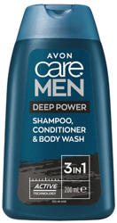Avon Care Men Deep Power 3w1 szampon, odżywka, żel do mycia ciała 200ml