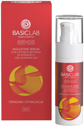 BasicLab Emulsyjne serum z 0,5% czystego retinolu, 4% witaminy C, CBD i koenzymem Q10 Odnowa i stymulacja 30ml