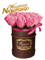 CosmoSPA Flower Box Róże Mydlane brązowy box + różowe kwiaty