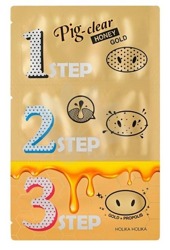 Holika Holika Pig-clear Honey Gold 3-step kit Oczyszczające plastry na nos
