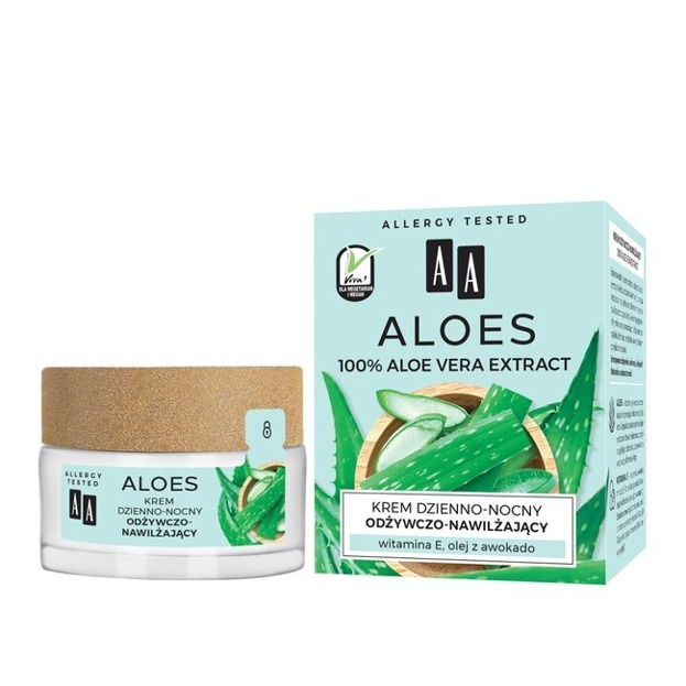 AA ALOES 100% Aloe vera extract Krem dzienno-nocny odżywczo-nawilżający 50ml
