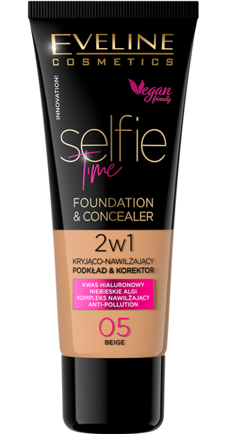 Eveline Cosmetics Selfie Time Kryjąco-Nawilżający Podkład i Korektor 05 beige 30ml
